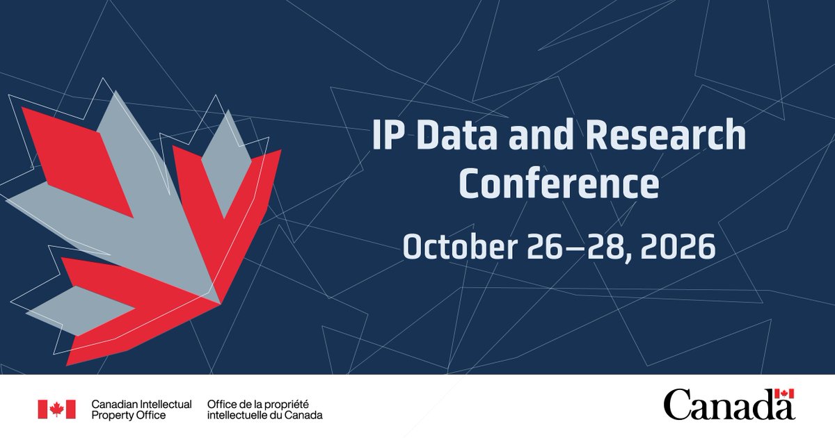 CIPO_Canada's tweet photo. 📣 Calling all #IP researchers!
Submit your proposal to present your work at the 9th Annual IP Data and Research Conference taking place October 26 to 28.
Deadline: June 24👇 https://t.co/6dvuEnUU2a #IPResearch @CIGIonline @WIPO https://t.co/vhuXxJhWsI