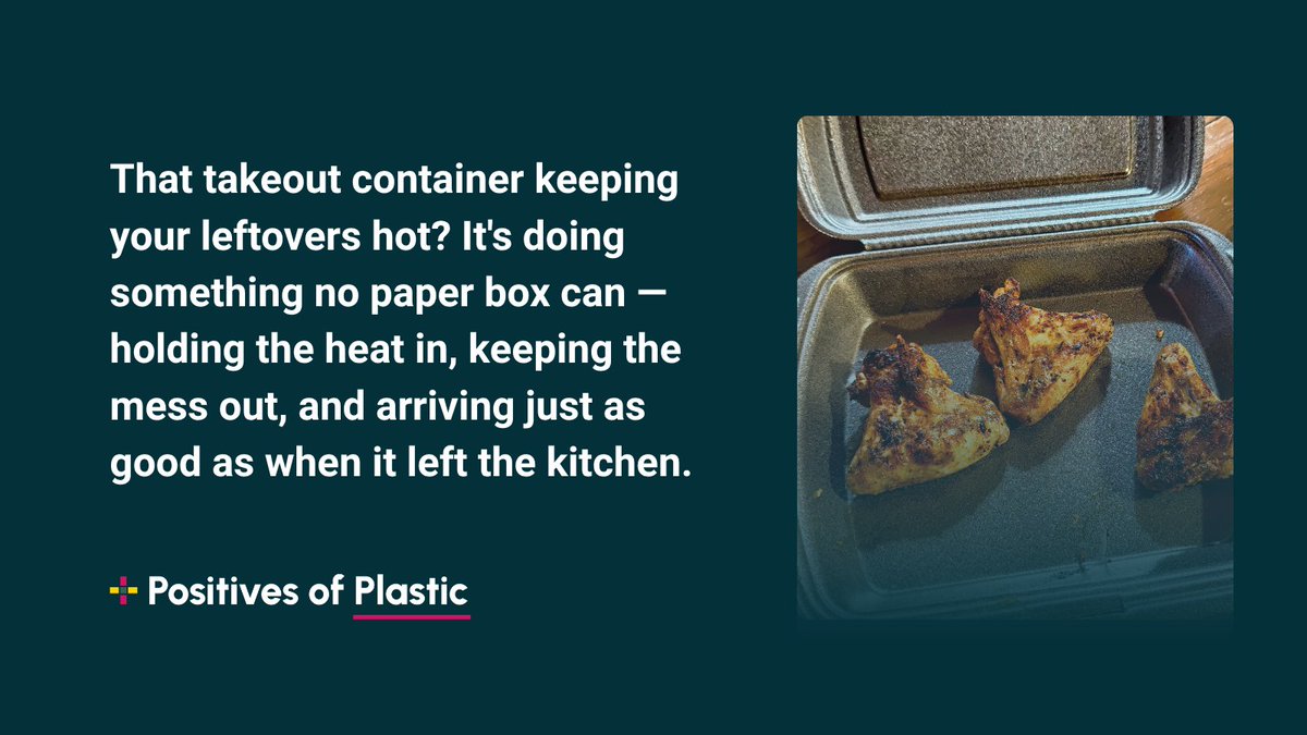 positivesofplas's tweet photo. Foam polystyrene containers outperform paper and other alternatives on heat retention—keeping your food at the right temp longer, protecting your hands, and arriving intact.

#PositivesOfPlastic #Packaging https://t.co/C9rQ8JCWC5