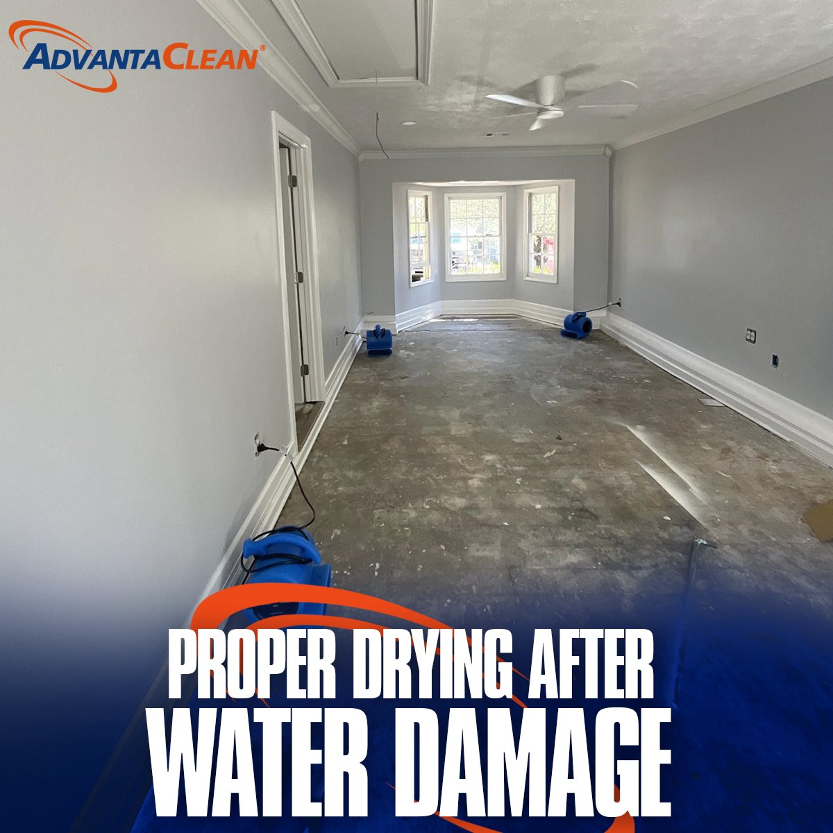 AdvantaCleanGA's tweet photo. After water damage, cleanup is only part of the job. Proper drying helps pull moisture from floors, walls, and materials so the space can be safely restored. https://t.co/9LrRkUVmML