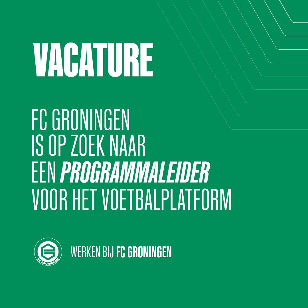 fcgroningen's tweet photo. FC Groningen in de Maatschappij zoekt een Programmaleider Voetbalplatform (40 uur). In deze rol werk je samen met amateurverenigingen, trainers en partners in Noord-Nederland aan de ontwikkeling van het regionale voetbal.

🔗 https://t.co/Lz10ovcE5A https://t.co/ykrbSFYc7N