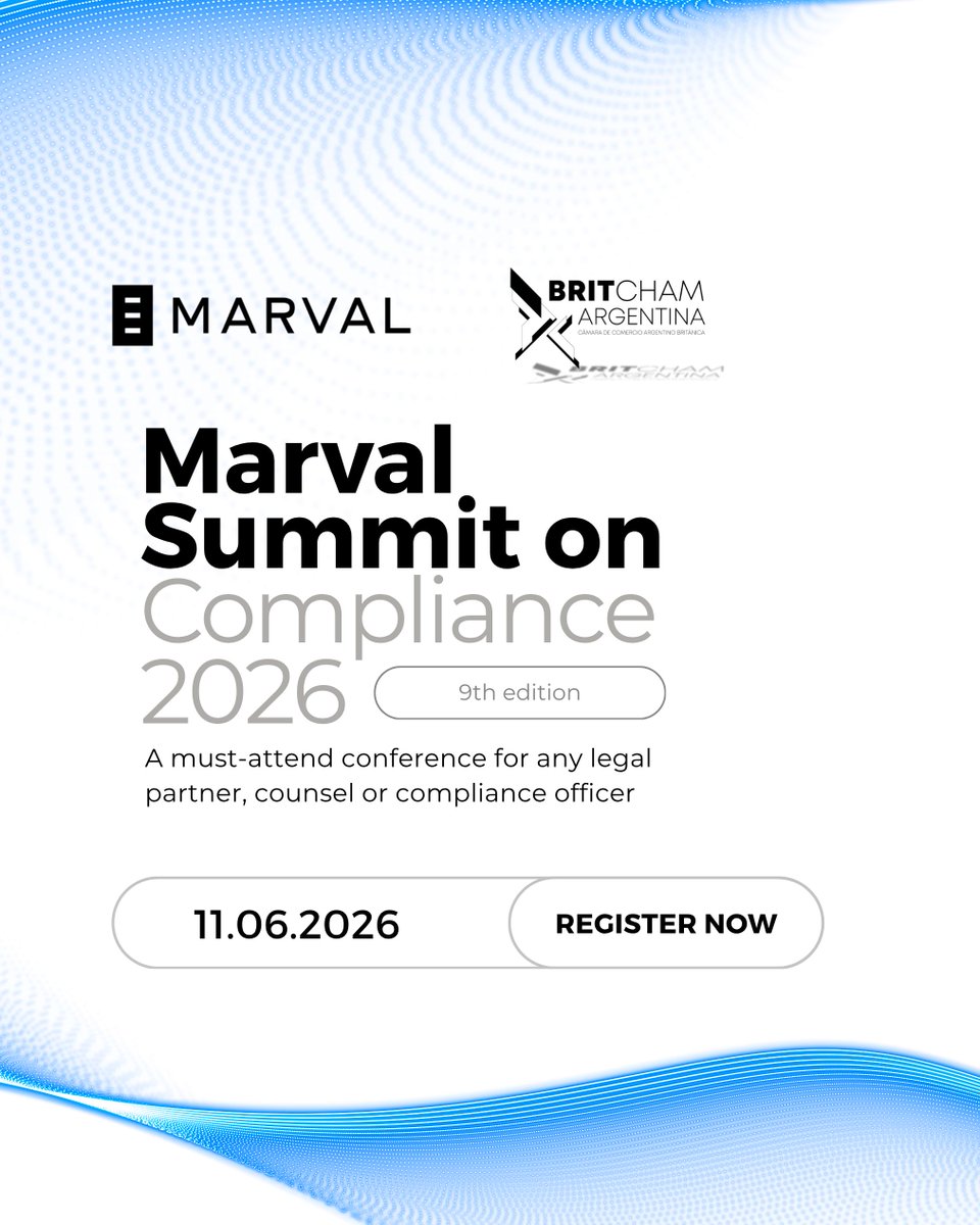 BritchamArg's tweet photo. BritCham Argentina acompaña una nueva edición del Marval Summit on Compliance, Anti-Corruption &amp; Investigations 2026.

👉 Inscripción:  https://t.co/17SjPEI0JY https://t.co/KfeBfDQltT