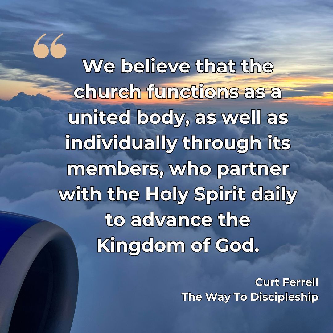 CurtFerrell_7's tweet photo. "Lastly, we believe that the church functions as a united body, as well as individually through its members, who partner with the Holy Spirit daily to advance the Kingdom of God." ~ The Way to Discipleship https://t.co/d9rsT3t60M #Discipleship https://t.co/EuphKZ8XSZ