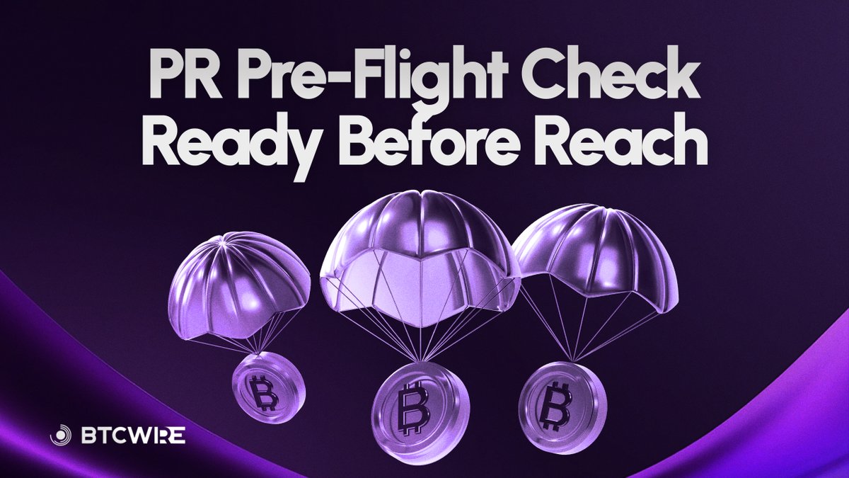 BTCWire's tweet photo. Distribution is not cleanup.

Before a crypto PR goes out, check:
- headline says the news
- lead answers 5Ws/H
- quote adds context
- proof links work
- media/contact details are clear
- audience fit is specific

Reach works better when the release is ready first. https://t.co/5cJT38sxWz