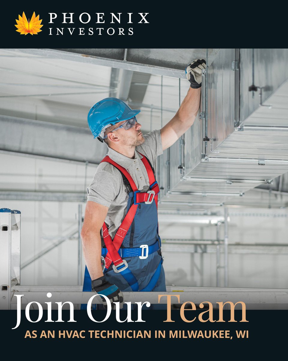FrankPCrivello's tweet photo. Phoenix Investors is seeking an #HVAC #Technician in #Milwaukee, #WI.

Apply today:
🔗 https://t.co/zuYZPRsjRC

#PhoenixInvestors #Wisconsin https://t.co/Vj4dBVdaNu