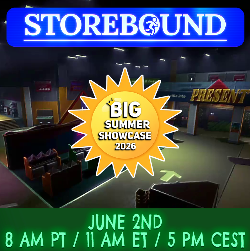 STOREBOUND_'s tweet photo. The Best Indie Games Summer Showcase is LIVE! 🎬

Tune in now to check out our trailer and grab all the updates for Storebound 1.0! 🚨

🍿 Watch here: https://t.co/TlYNngMowp

#BIGSummerShowcase https://t.co/cH2jYoD5kZ