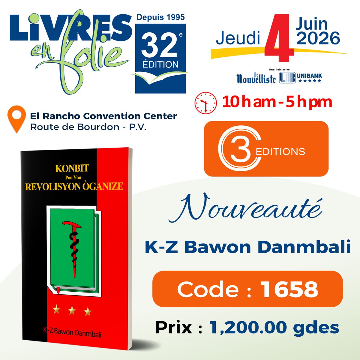C3Editions's tweet photo. Ces nouveautés seront disponibles au stand de C3 Éditions à Livres en folie, le jeudi 4 juin 2026, au Centre de conventions de l’El Rancho.
#c3editions #nouveautes #livresenfolie #imprimeriebrutus https://t.co/N9oZ2hKSCz