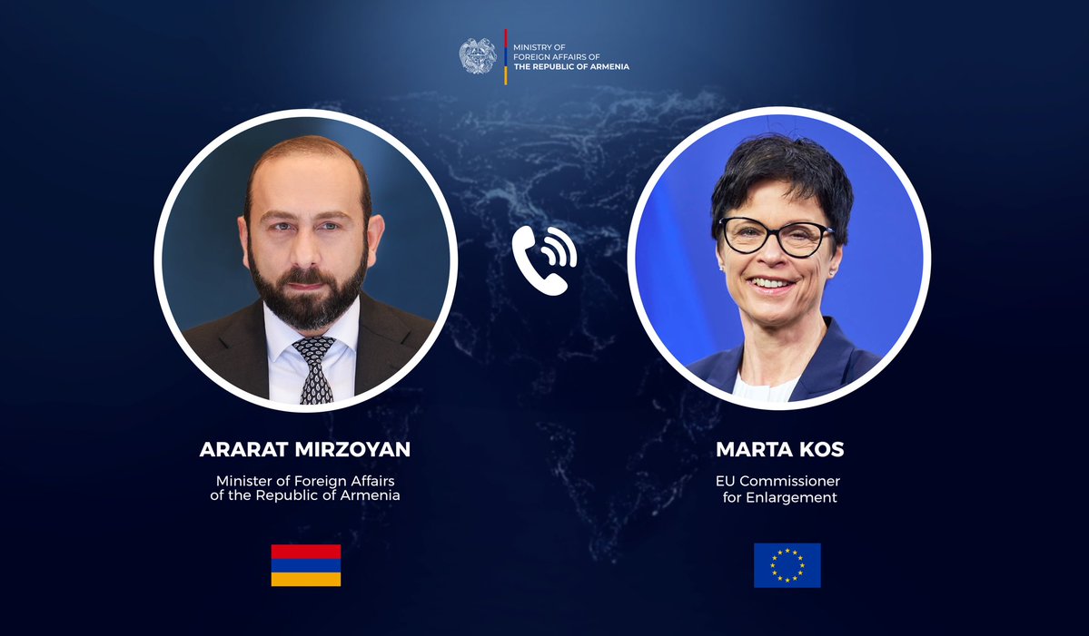 AraratMirzoyan's tweet photo. I appreciate today’s productive 📞 call w/ @MartaKosEU. 

We are actively engaged towards consistent development of 🇦🇲-🇪🇺 partnership.

We focused on enhancing economic ties & connectivity, looking into concrete mechanisms that can boost trade between #Armenia & #EU.

Strengthening of democratic resilience is also an important part of our strategic agenda.