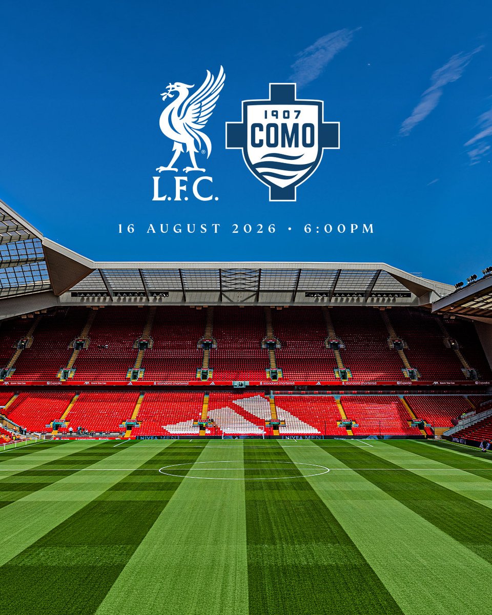 Como_1907's tweet photo. We will face @LFC for a pre-season friendly on August 16th at Anfield! 

All details 👉 https://t.co/29BeubgiVN https://t.co/FpK3Sj6aAL