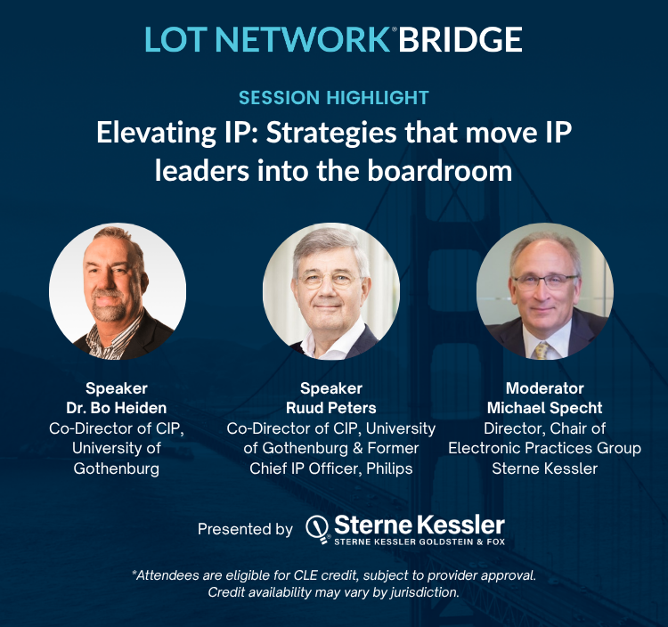 TheLOTNET's tweet photo. 🎙️ LOT Members: Join us on October 1 at Rosewood Sand Hill for a day of candid discussion, actionable insights, and networking with leaders shaping the future of IP.

🎟️ Save 15% when you register today.
→ https://t.co/4F4JNMPW2B

#LOTBRIDGE2026 https://t.co/sSE8JBfy9E