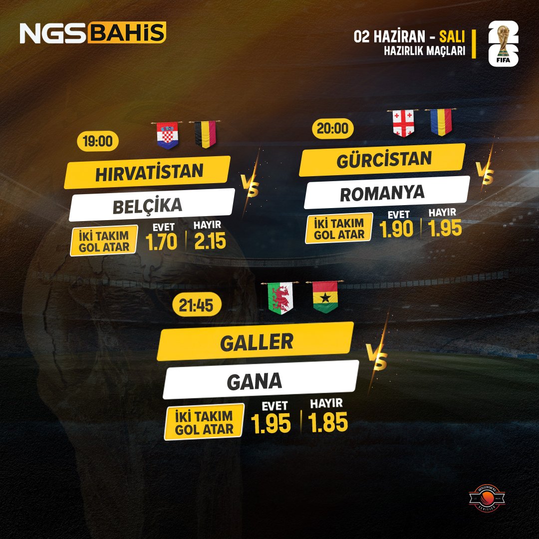 NGSxVip's tweet photo. 🌍 Dünya Kupası yolunda hazırlık maçları devam tam gaz.
⚽ TNGSBAHİS Güncel Giriş: https://t.co/5K5Tw0VG8f

⚽ Hırvatistan – Belçika
⚽ Gürcistan – Romanya
⚽ Galler – Gana

#HazırlıkMaçları #Futbol #DünyaKupasıYolu https://t.co/8lKXxa731r
