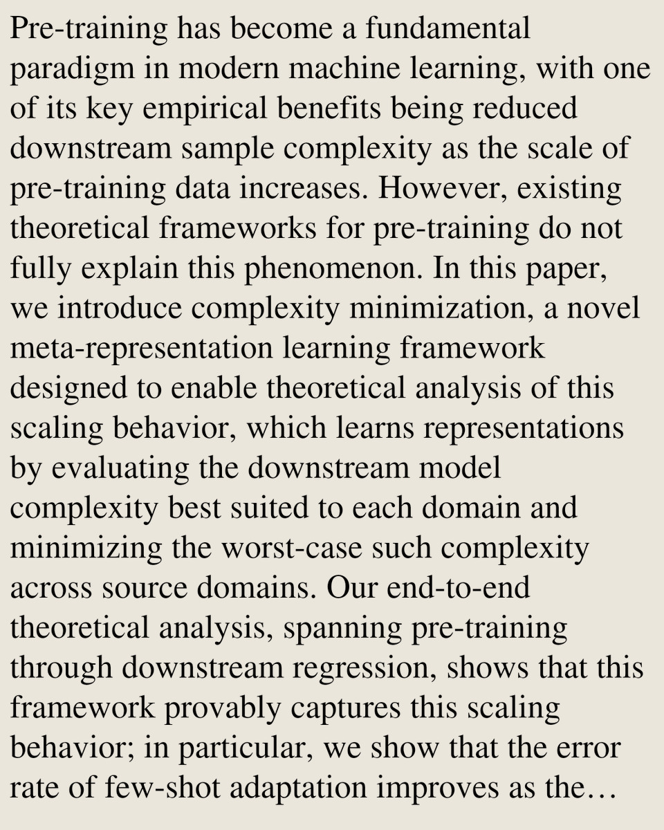 StatsPapers's tweet photo. Provable Data Scaling Law for Meta Learning via Complexity Minimization

Kazuto Fukuchi, Ryuichiro Hataya, Kota Matsui
https://t.co/IDI2UnywlX [𝚜𝚝𝚊𝚝.𝙼𝙻 𝚌𝚜.𝙻𝙶] https://t.co/H6ILvC9QYs