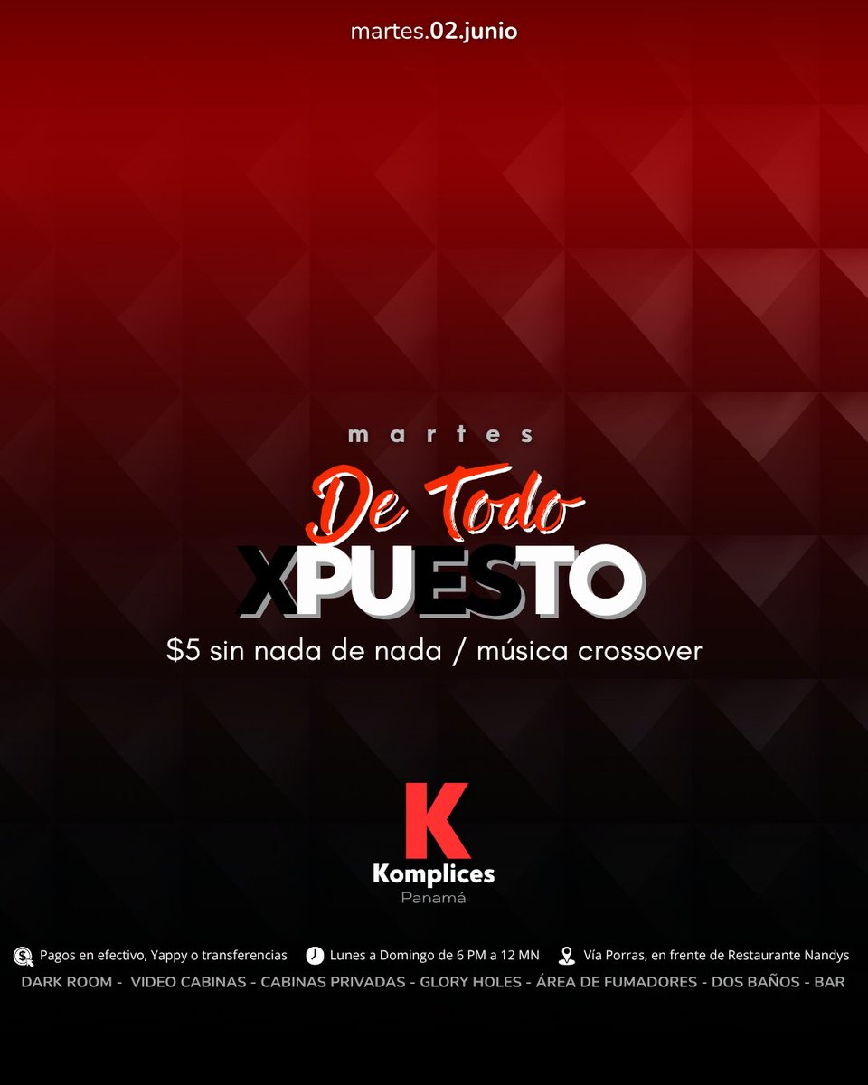 KomplicesPA's tweet photo. Martes de exponerse como vinimos al mundo 😈 
🍑🔥🍆 
Entrada: 
$5 sin nada 

Esta noche queremos que seas nuestro #Komplice 😉 https://t.co/uu45ruQWAf