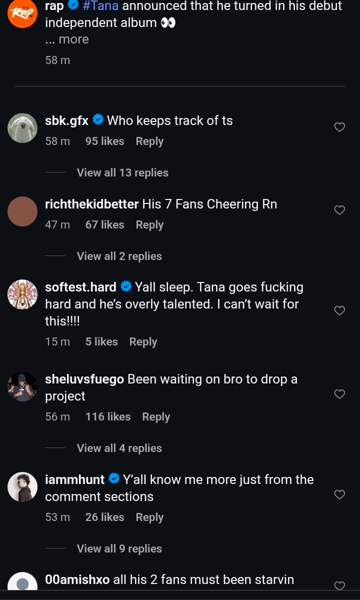 SuperAura3's tweet photo. WAS HAPPY FOR TANA COME BACK    BUUTTT
😭 THE COMMENT SECTION WAS KILLING ME BRUHH

#tana #undergroundrapper #hiphop #ninevicious https://t.co/D5vOQi6j00