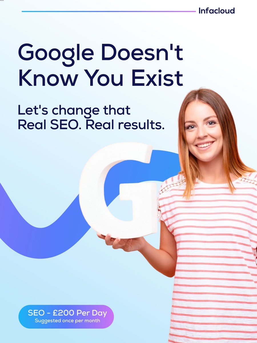 infacloud's tweet photo. Google Doesn't Know You Exist.

Beautiful website. Zero traffic.

That's because nobody did SEO....

We fix that. 

£200/month for real human SEO work.

🌐 https://t.co/5sgAVA7Lt5
📧 support@infacloud.com https://t.co/3VzpMfeHez