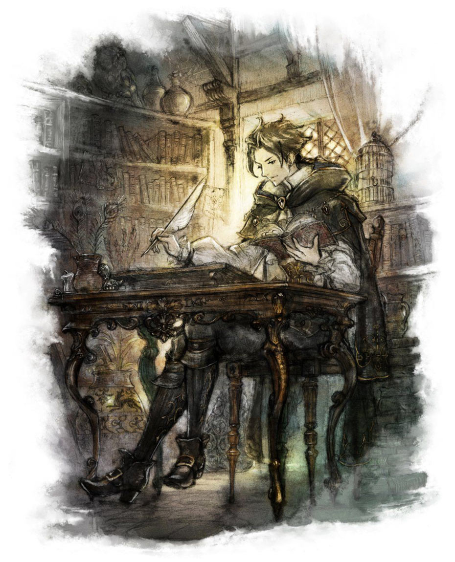 creativeuncut's tweet photo. Alfyn Greengrass and Cyrus Albright from Octopath Traveler.   

More art from the game: https://t.co/gVSmDTxlUd https://t.co/pd4jinz2x0