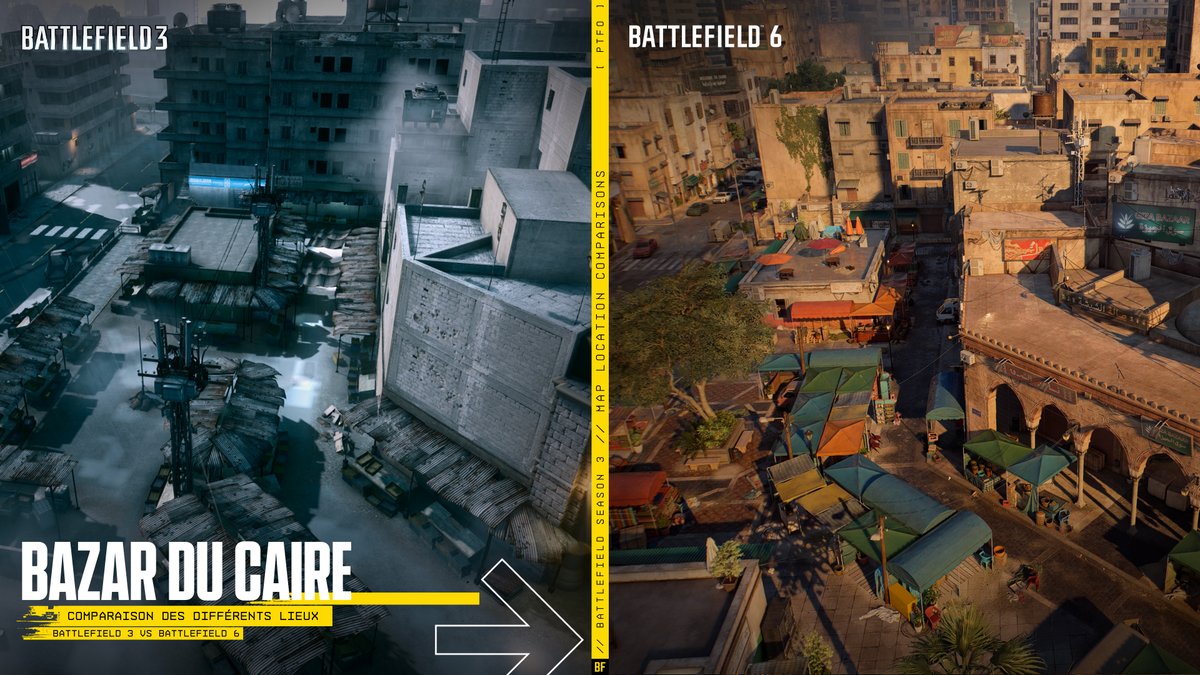BattlefieldEAFR's tweet photo. Vous connaissez le chemin 👀

Bazar du Caire, notre réinvention de Grand Bazar de Battlefield 3 arrive le 9 juin. 

💥 De nouvelles possibilités de routes grâce à la destruction
 🗺️ Une présentation détaillée secteur par secteur
 🎯 Des astuces pour maîtriser la carte sur le bout des doigts

 Lisez le guide de développement : https://t.co/QktBrlYoKW