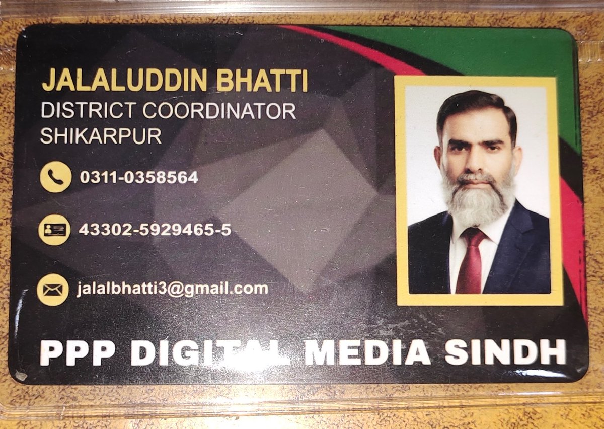 jalalbhatti141's tweet photo. #ThankYouNote
I, Jalaluddin Bhatti am grateful and thankful to the top leadership of Pakistan Peoples Party and the leadership of District Shikarpur, who honored me by issuing a #Digital_Media_Card in recognition of my appointment as District #Coordinator.
@Bhuttoiest https://t.co/tbW83iXEqI