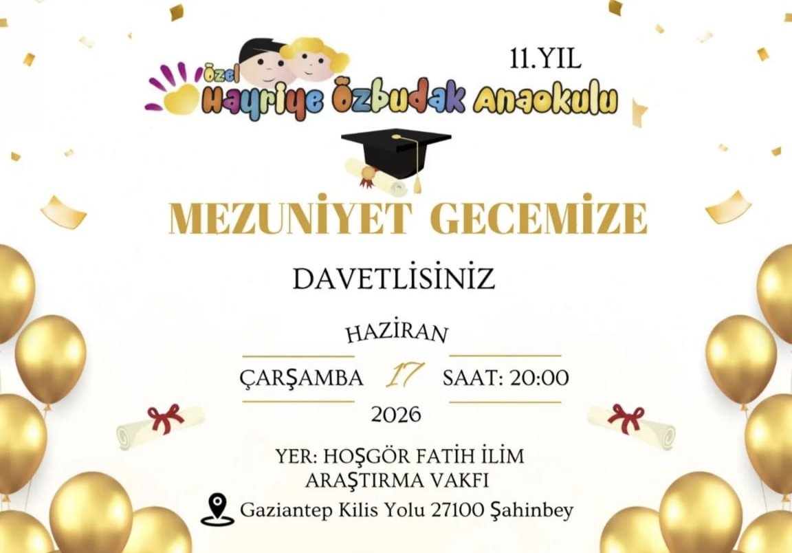 HosgorKulliyesi's tweet photo. 🎓 Özel Hoşgör Hayriye Özbudak Anaokulu 11. Yıl Mezuniyet Gecesi'nde gurur dolu anlara ortak olmak için sabırsızlanıyoruz. 

Onları bu mutlu günlerinde yalnız bırakmayalım! ❤️✨

🗓️ 17 Haziran Çarşamba | ⏰ 20:00

📍 Hoşgör Fatih İlim Araştırma Vakfı 

 #Gaziantep https://t.co/6eTYO6NtzQ