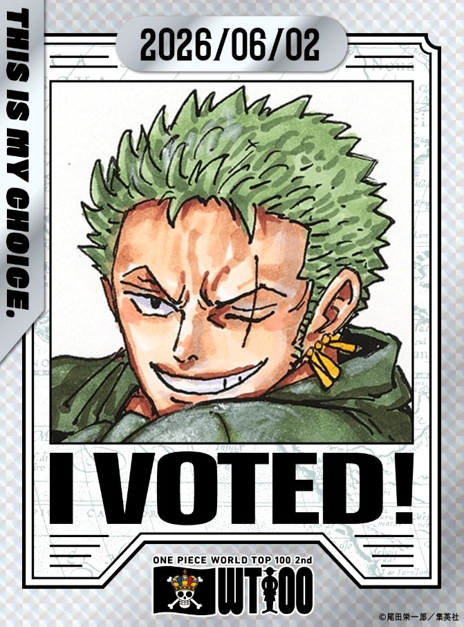 ZoroSantoryu11's tweet photo. 💚⚔️ VOTE FOR RORONOA ZORO ⚔️💚
 
Voting is now open! Keep supporting Zoro, every vote counts. The poll closes on 06/11.

- Web: https://t.co/DuMlgP8yal
- App: ONE PIECE BASE   
- Spot: https://t.co/3GnpcC9YUU 

#ONEPIECE #ONEPIECE_WT100 #ZORO #ロロノアゾ https://t.co/ZeUfuXPKWR