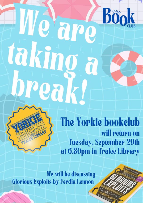 KerryLibrary's tweet photo. The Yorkie Book club for men is taking a break for the summer and will be back in September. https://t.co/R5TPZAMGOo