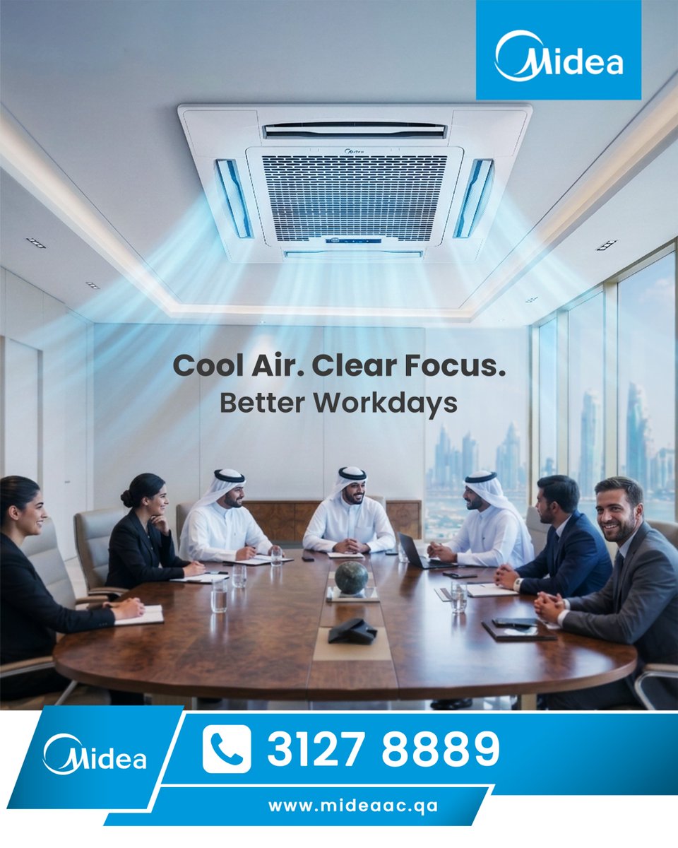 mideaqa's tweet photo. Cool Comfort. Clear Minds. Productive Days.
Transform every meeting into a success story with Midea’s advanced air conditioning solutions.

📞 Call: 31278889 | اتصل الآن
📍 Salwa Road, Qatar | طريق سلوى
🌐 https://t.co/JzmaerpS3e https://t.co/Ra50s4TY9B