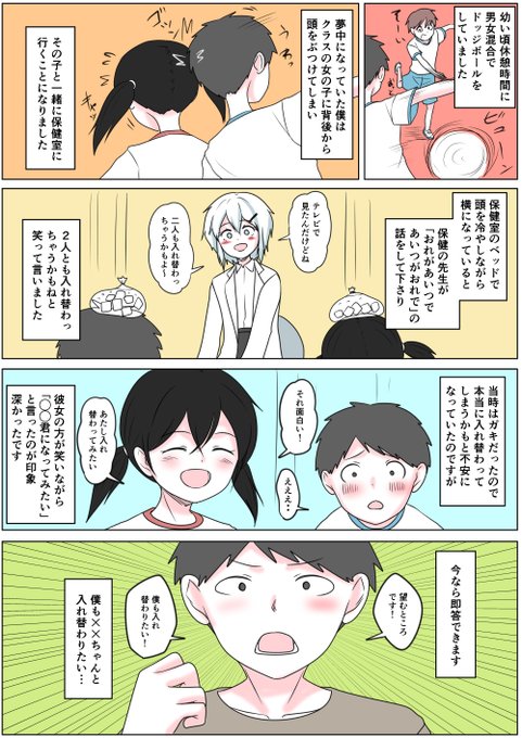 あなたの性の目覚め案件その338 ドッジボールで頭をぶつけて入れ替わりに目覚める 実はあの時君は入れ替わっていたんだよ なんつって(:3[▓▓]