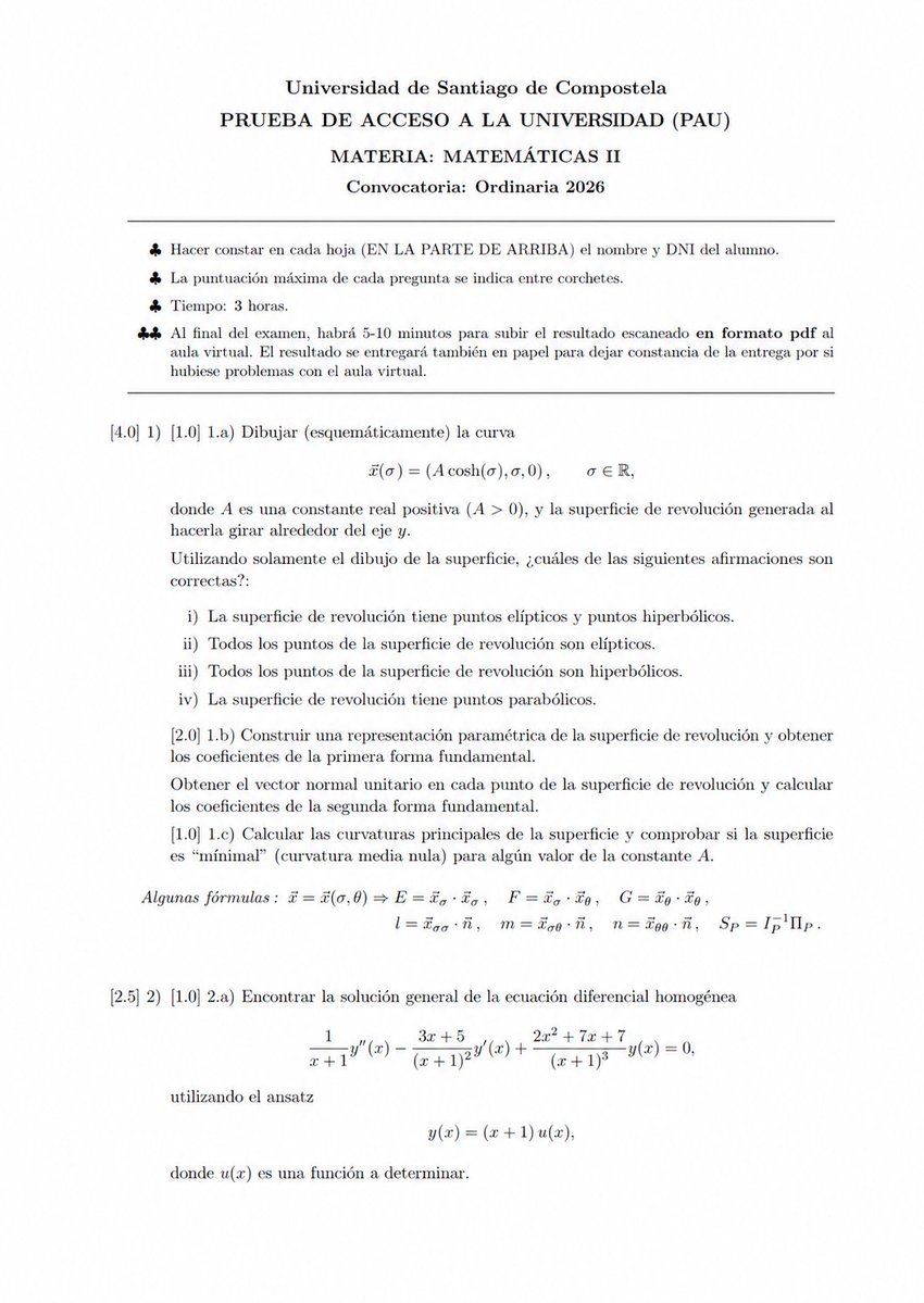 iwantakebap's tweet photo. Este ha sido el examen de matemáticas II de selectividad en Madrid. Después vienen los andaluces con sus notas hinchadas y nos llenan las universidades gracias a sus pau mas fáciles. https://t.co/ClkqUecwik