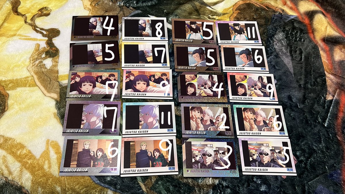 k____hisui's tweet photo. 呪術廻戦 pictas ピクタス 懐玉・玉折 交換
譲)画像1記載数
求)画像2＞画像3(上段＞下段 左右で優先度は変わりません)
PT,TR⇔PT,TR、P⇔Pのみ
夏油は推しですが回収絵柄ではないため交換に出しております。

郵送のみ。検索からもお気軽にお声掛けください。 https://t.co/WJrtb271wV