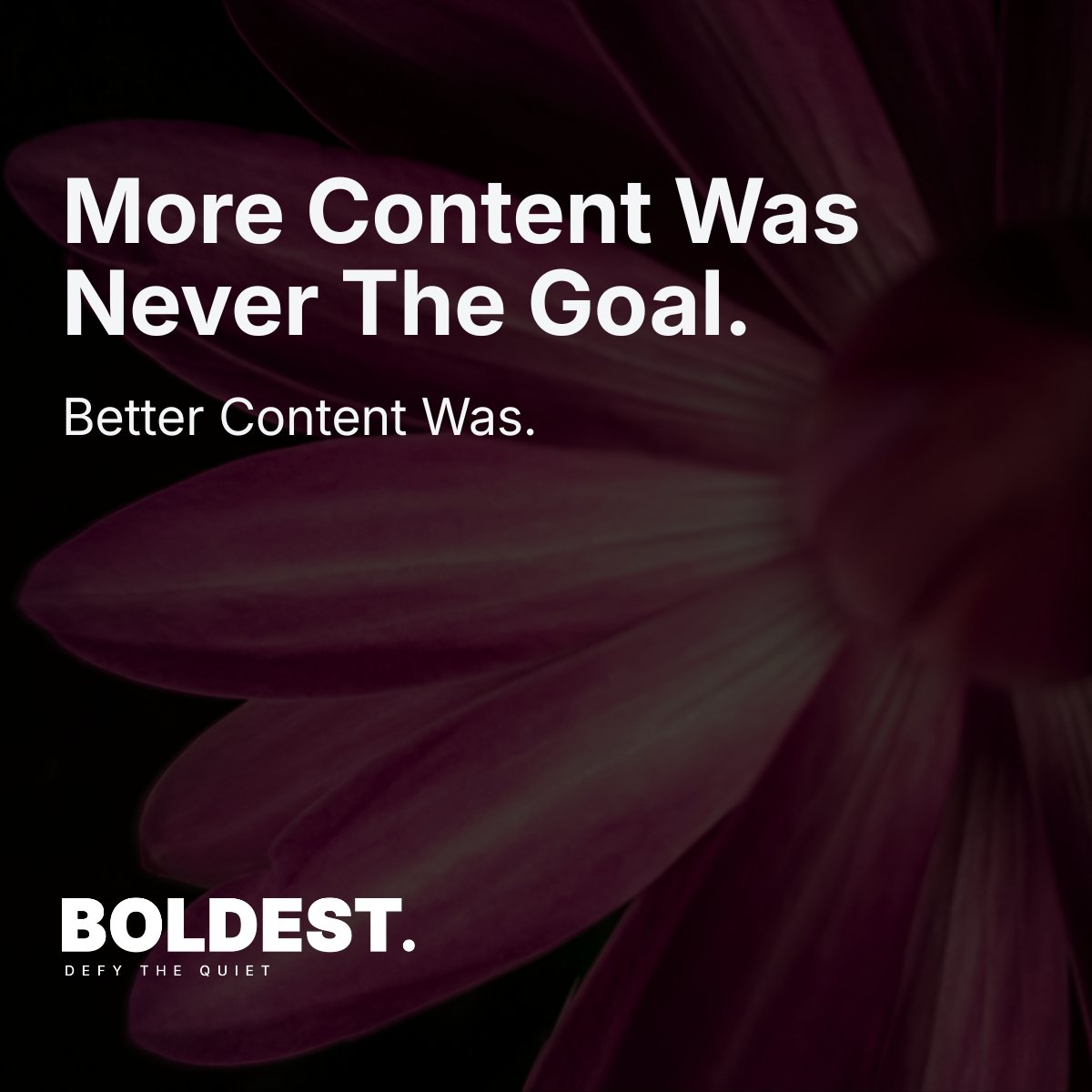 BoldestAI's tweet photo. AI made it easier to produce more content.

But audiences were never short of content. They were short of content worth their time.

The brands pulling ahead are focused on creating better content, not just more of it.

#BOLDEST #MarTech #AgenticAI #CognitiveCommerce https://t.co/44eQyuPNCe