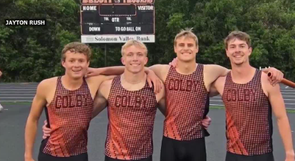 KWCH12's tweet photo. "I knew for sure there was zero contact..." -- Colby track team, KSHSAA respond to controversial disqualification at state meet
https://t.co/XVAUKcIa81 #kwch12 #catchitkansas https://t.co/3ZjMWy1lOi