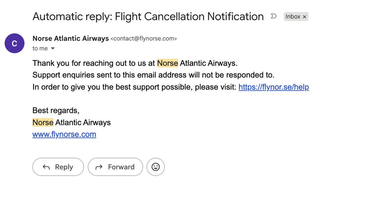 car0linehaskins's tweet photo. POV: you're me. Your $940 round trip with Norse airlines was cancelled. After 14 days, you can't get a refund. The refund request page doesn't work. You need human help. Norse directs you to a chatbot. There's no phone #, and a gigantic fraud warning on the website 🧵1/3 https://t.co/fQk62ph1hI