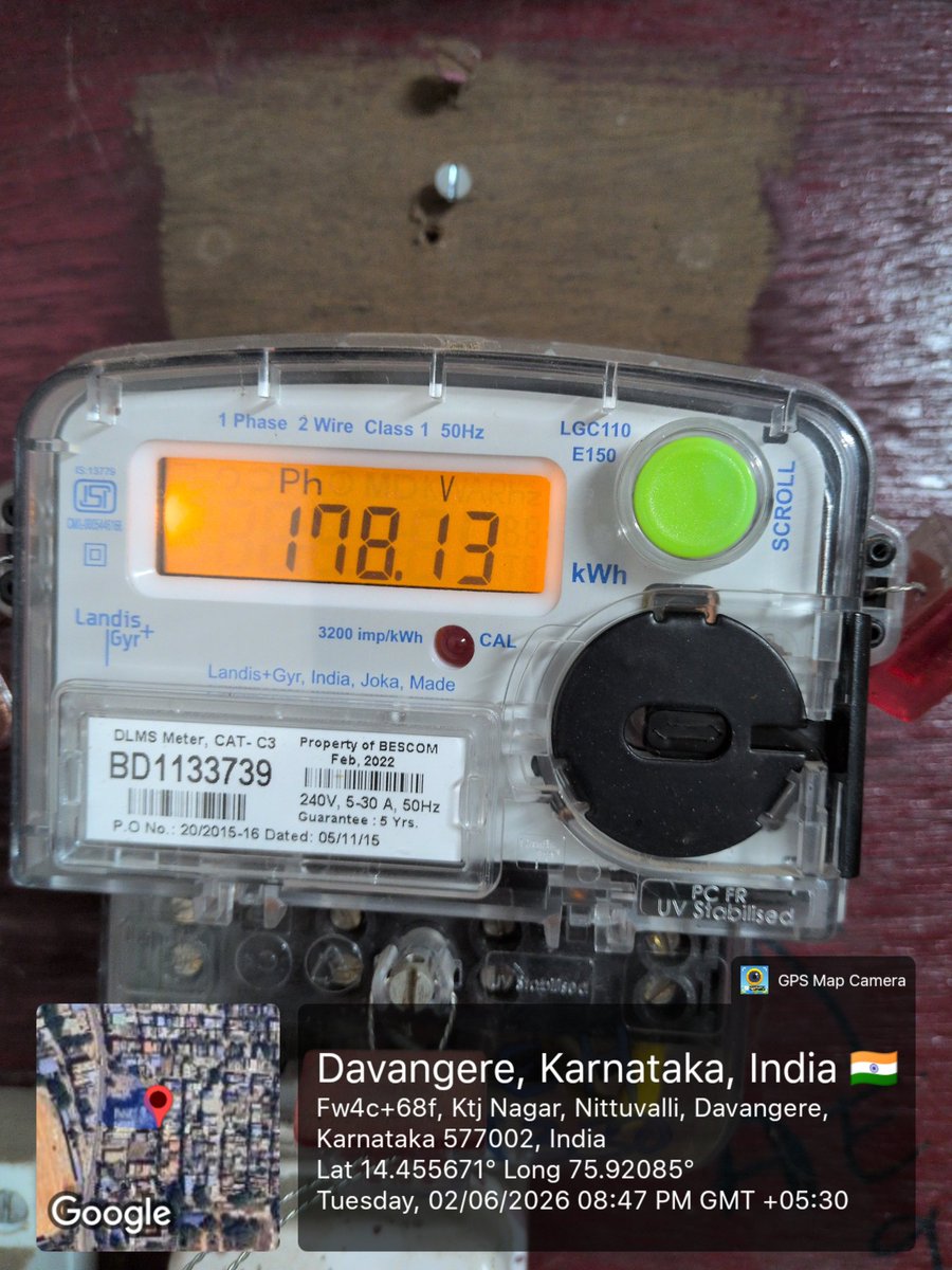 ashv_kumar's tweet photo. @NammaBESCOM severe low supply voltage in Mothi Doddappa Layout, KTJ  Nagar, Davanagere. UPS not charging, equipment such as AC, washing machine not running due to low voltage
It is a long time problem. But had resolved automatically few weeks ago. Now low voltage is back 
Help https://t.co/sIWMNR1Pt5
