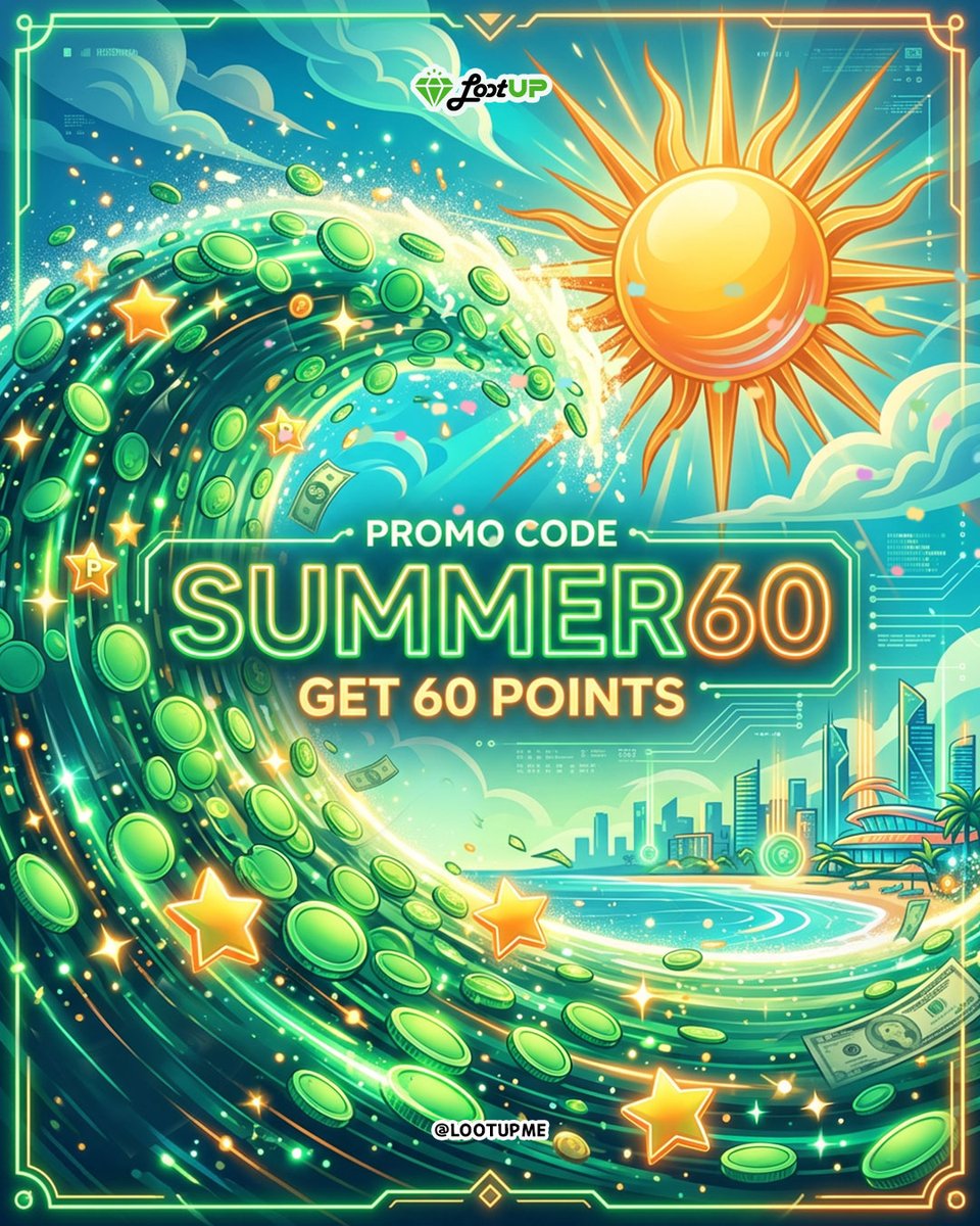 LootUpMe's tweet photo. ☀️ Kick off summer with extra rewards!
Redeem SUMMER60 and instantly receive 60 bonus points added to your Lootup balance.
💰 Points: 60
👥 Available for: 2,500 users
⏳ Valid until: June 09, 2026
#MakeMoneyOnline #earnings #Lootup #BonusPoints #SummerRewards #OnlineIncome https://t.co/R8yAWj6hmZ