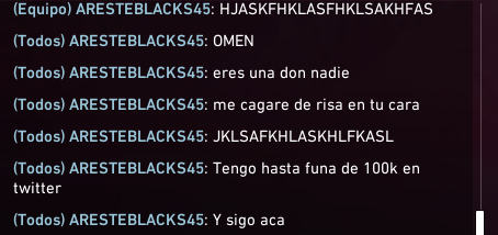 ic0nnyc's tweet photo. Es repulsivo todo lo que puede pasar en este juego sin q nadie haga nada, los banean 3 días y vuelven con otra cuenta.

Se enojó porque en ronda 2 tomaron el orbe que el quería, le dije "como te poni a llorar por un chocman" y al parecer ser mina y prender el mic es una condena, desde ahí no paró de hostigarme y tratarme de "v1olada".

Nefasto, pongan ban por ip. @VALORANTLATAM