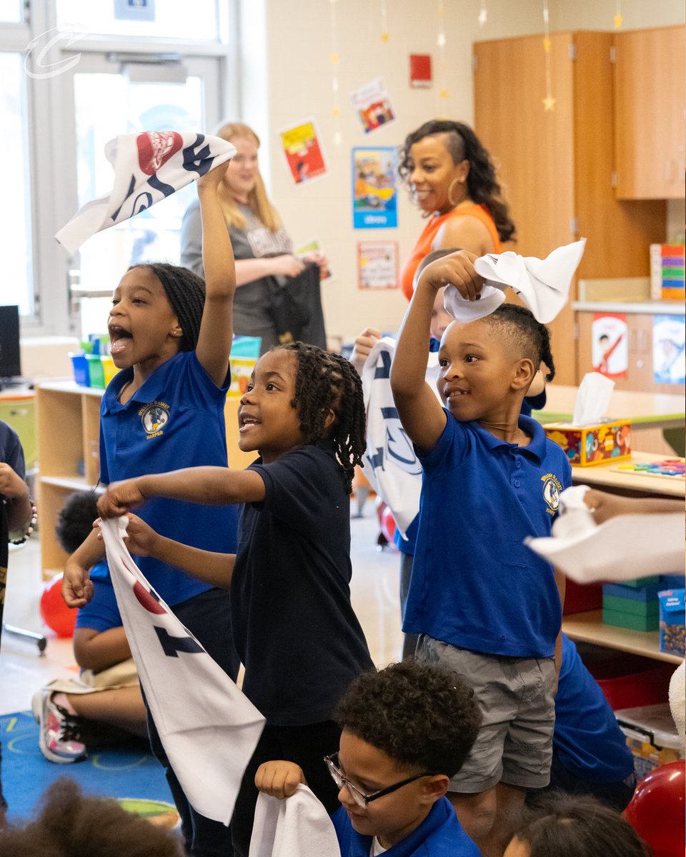 CavsCare's tweet photo. Congratulations to Nashay T’s Kindergarten Class from William Rainey Harper Elementary School, the winners of our #LetEmKnow School Spirit Contest! Thank you for showing your Cavs pride and bringing the energy all throughout the playoffs!