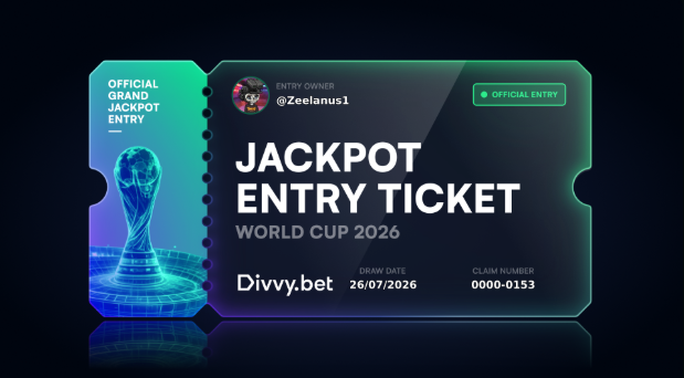 Zeelanus1's tweet photo. Grabbed my @DivvyBet Ticket ahead of the World Cup.

220 SOL Prize Pool across Weekly Drops, Streak Payout, and Grand Jackpot.

Free to claim. On-chain on Solana. https://t.co/HD3HayLnDm https://t.co/da6yOWE5UM