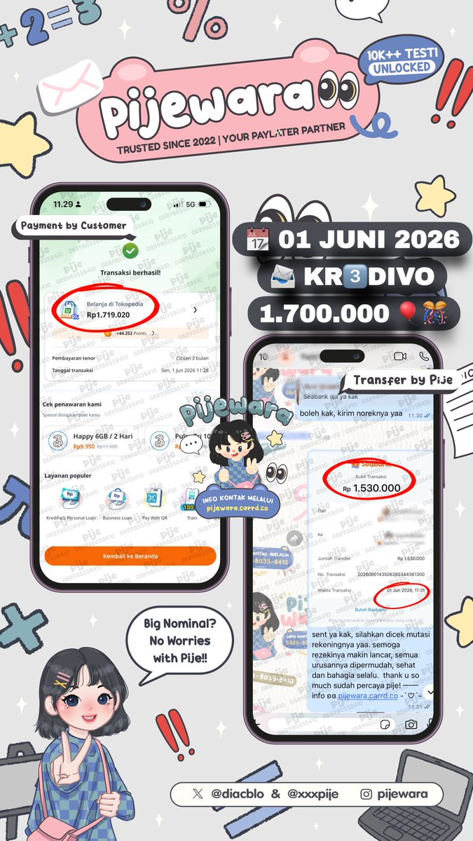 coyinxie's tweet photo. 01/06 - 2026 ;

⤷ kredipo instan 1.700.000
⤷ tiktokpayltr instan 800.000
⤷ tiktokpayltr instan 500.000
⤷ spaylter instan 716.000 https://t.co/vo10Drs8kB