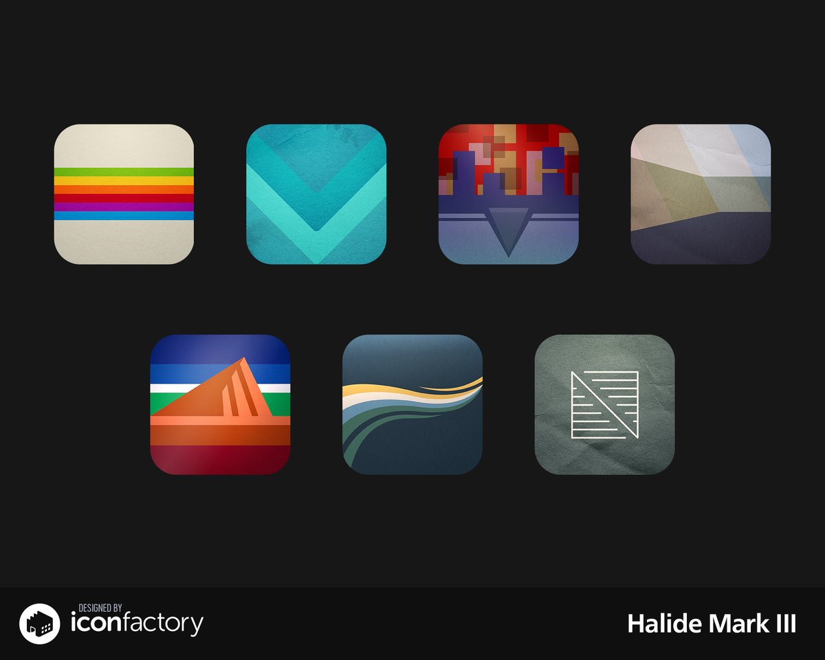 Iconfactory's tweet photo. We’re proud to have designed the thumbnail artwork for the film-inspired photographic Looks in Halide Mark III, the groundbreaking camera app.

Need design help? Email us - design@iconfactory.com

About Halide Mark III: https://t.co/Nay1QxFvDg https://t.co/fapmF6wQPu