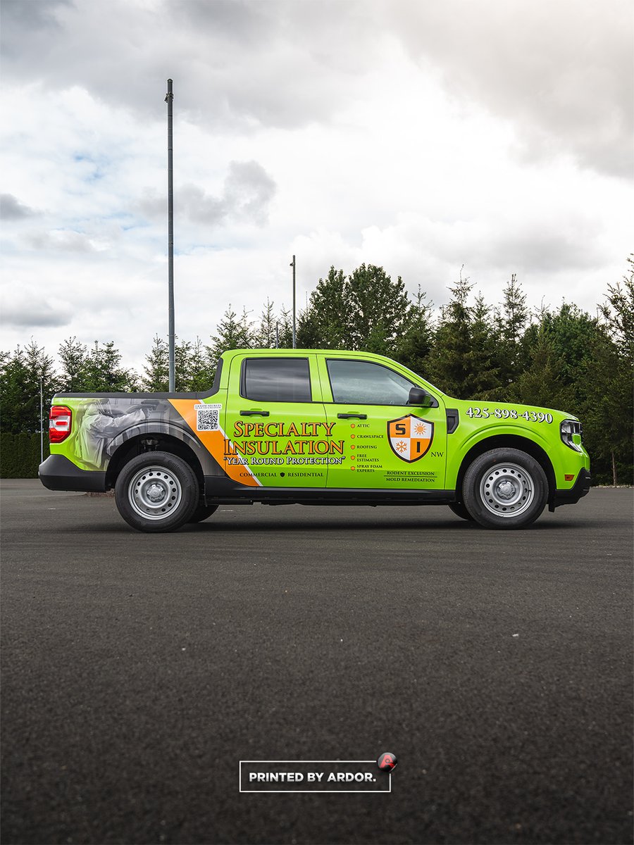 ARDORprinting's tweet photo. We just finished transforming this truck for Specialty Insulation with a full wrap built around their new color scheme, and now it looks less like a work truck and more like the part of the brand people actually remember.

#FullWrap #TruckWrap #VehicleWraps #BrandOnTheMove https://t.co/lQ94ef97ZS
