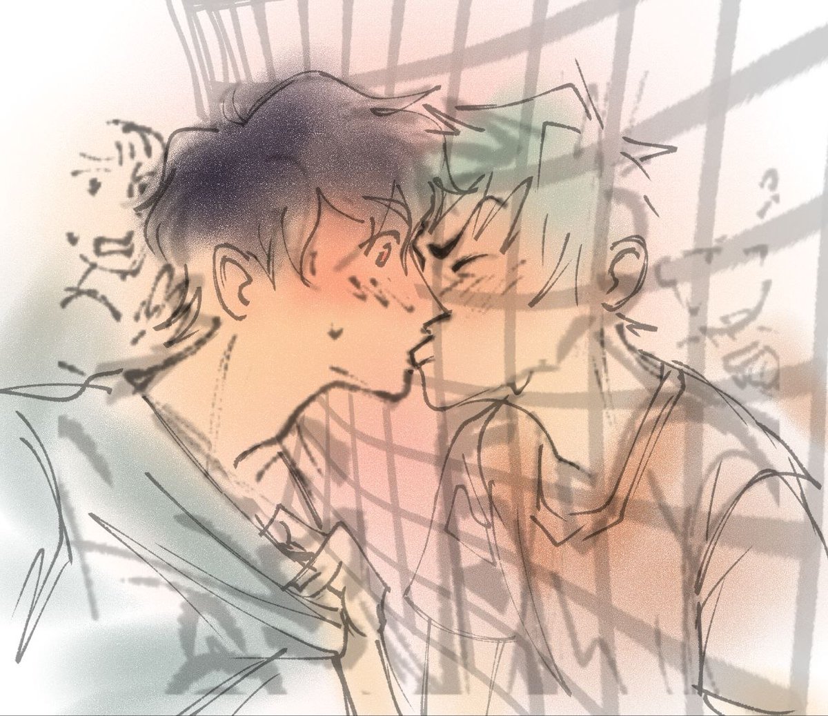 As10327122's tweet photo. My brain works very strangely and I drew "enemies with benefits" as "volleyball opponents".... And their sudden "situation" in the middle of the match... I hope they didn't get scolded by the coach for it🥲 #tiivweek2026 #tillivan #tiiv https://t.co/tK77CEowZA