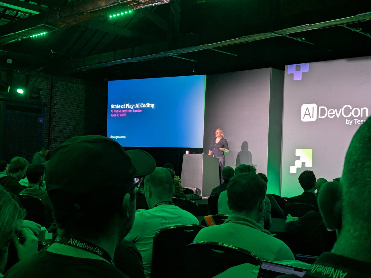 liran_tal's tweet photo. Closing keynote with Birgitta Bockeler from @thoughtworks about the state of AI coding assistants at @ainativedev 🪇

#ainativedevcon https://t.co/wvxyoEwQaE