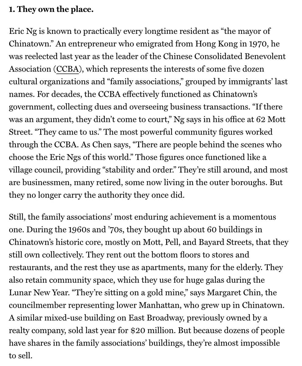 dlondonwortel's tweet photo. Why has Manhattan's Chinatown not entirely gentrified away? 

Because the community owns the buildings and land. 

There's a lesson here. 

https://t.co/8EJ52aSrU4 https://t.co/T741KYRfHs