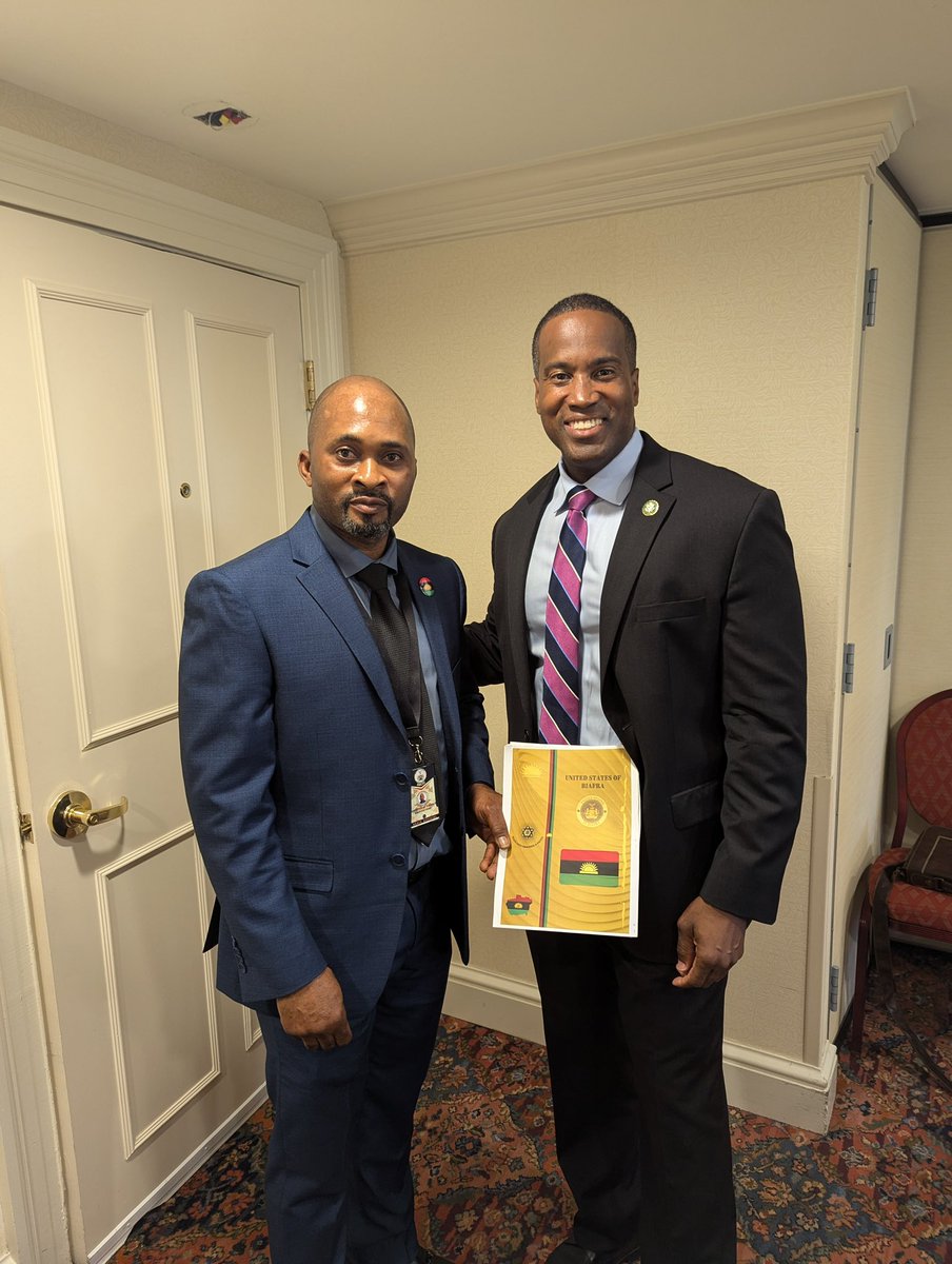 Ogechukwunkere's tweet photo. Breaking News 
On behalf of the Biafra Republic Government in Exile (BRGIE), I want to congratulate Congressman John James for introducing H. Res. 1321, calling for U.S. intervention on the case of Mazi Nnamdi Kanu. I had the opportunity to meet with Congressman James in the past to discuss Biafra-related issues, which he cares deeply about. The Congressman had spoken to me on multiple occassions regarding his displeasure about the Nigerian government's persecution of Mazi Nnamdi Kanu, which he also highlighted in a Congressional hearing. Congressman James has been in active engagement with many elements of the Biafran-American diaspora. Our congratulations to Congressman James, and to all the various Biafran-American individuals and organizations which contributed to this effort.
