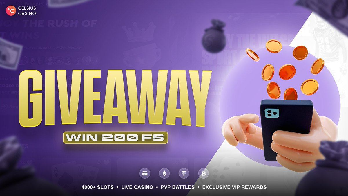 celsiuscasino's tweet photo. 💸Giveaway - Win 200 FS 🎰
(50 FS x 4 users)

Conditions:
✅Follow us
❤️Like &amp; Repost this post
✍️Leave a comment with your Celsius username

Play with Celsius https://t.co/ukZLGE6M5E

Good Luck! https://t.co/fLqiEmVmSV