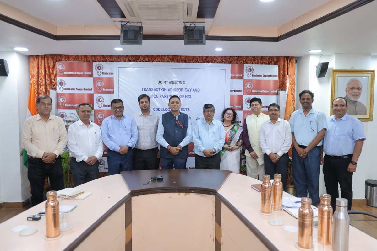 copper_ltd's tweet photo. Hindustan Copper Limited organized a joint meeting today (02.06.2026) with its MoU partners and transaction advisor E&Y for Codelco projects. The meeting was graced by Mr Sanjiv Kumar Singh, Chairman and Managing Director, Dr Sanjeev Kumar Sinha, Director Operations, senior officials from HCL, IOCL, GAIL, CIL, NML and E&Y, 
Subsequent to the Chile visit by a seven-member team from HCL, CIL and NML, the session was about sharing of the experiences and deliberating on the way forward on CODELCO projects.  
Further, Ernst & Young, Transaction Advisor engaged by HCL, delivered a presentation on process & methodology of acquisition of copper assets in Chile and also actionable tasks and its timelines in the process of acquisition.

#HindustanCopperLimited #MoU #meeting #DigitalMining #MiningTechnology #MiningExcellence #MiningIndia

@MinesMinIndia
@kishanreddybjp
@satishdubeyy
@mygovindia
@EYnews