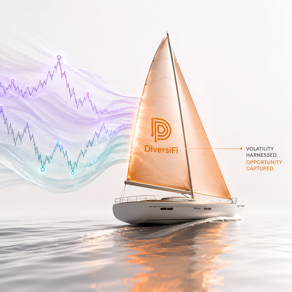 useDiversiFi's tweet photo. Every market cycle comes with waves.
Some investors spend their time trying to predict them.

DiversiFi Vaults take a different approach:
You set a target allocation and let the protocol automatically rebalance as markets move.

Instead of reacting to volatility, your portfolio is designed to navigate it.

You can't control the wind, but you can build a portfolio that knows how to sail.
