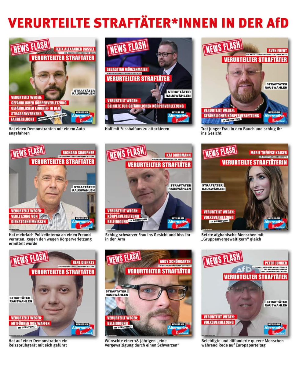 MarSta72's tweet photo. @Martin_Hess_MdB AfD die Partei für Verbrecher und solche, die es werden wollen. https://t.co/rwnPfv6KHE
