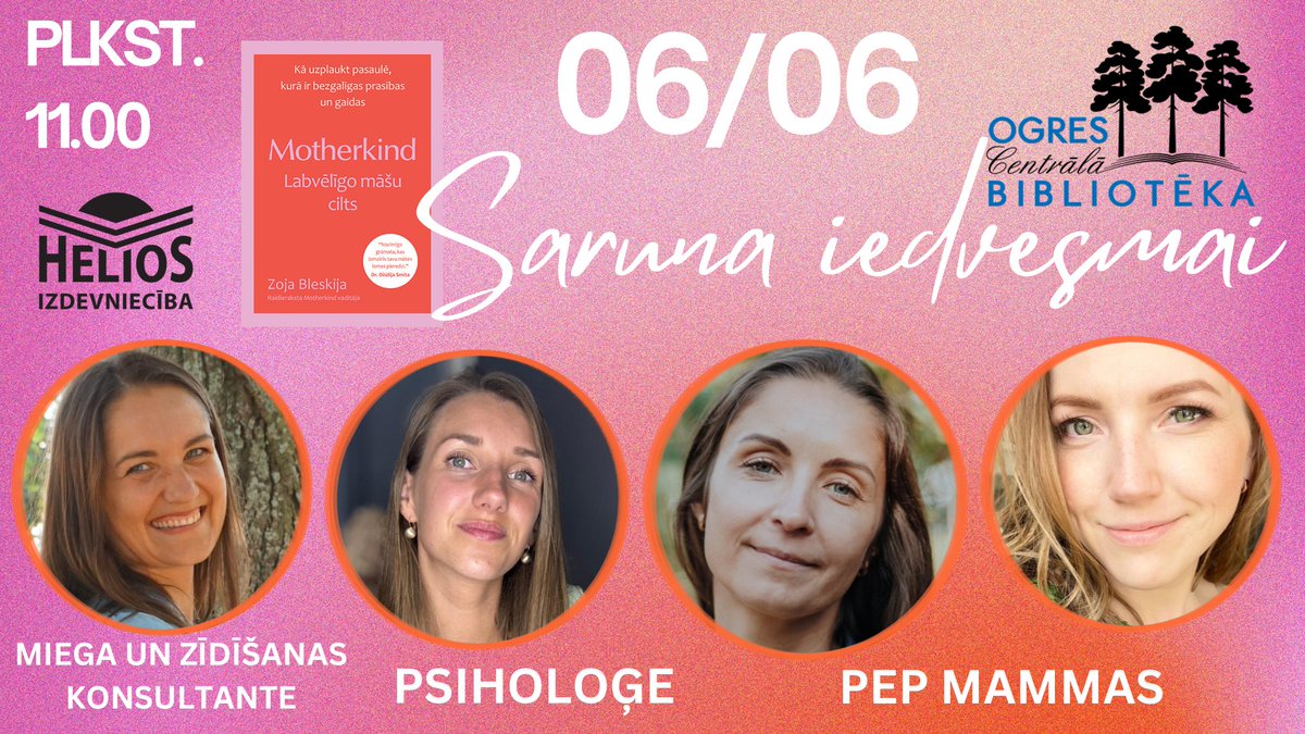 ogrescb's tweet photo. 6. jūnijā plkst. 11.00 @ogrescb aicina uz Zojas Bleskijas grāmatas “Motherkind. Labvēlīgo māšu cilts” atvēršanas svētkiem.
🔗https://t.co/dxyoPVYKNw
#helios https://t.co/ixkBQ4pNXe