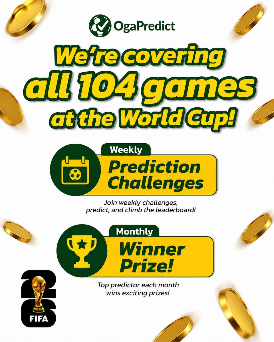 ogapredict's tweet photo. Sign up with https://t.co/3OkdeXgDMT for FREE predictions during the World Cup ✅
AND Join the Oga Community today

https://t.co/ZmWgBxahq1 https://t.co/zukkqzROZ7