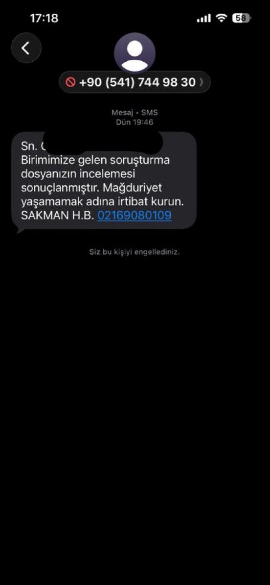 GozdeeeBen's tweet photo. Böyle bir mesaj aldım sövmek için aradım Dolandırıcılar tc kimlik numaramı anne baba adımı biliyorlar @TC_icisleri @EmniyetGM @BTKgovtr @SiberDB https://t.co/d2I7VojFav